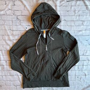 Lucy 1/2 Zip Pullover Activewear Hoodie Womens Large Gray Cotton Lightweight